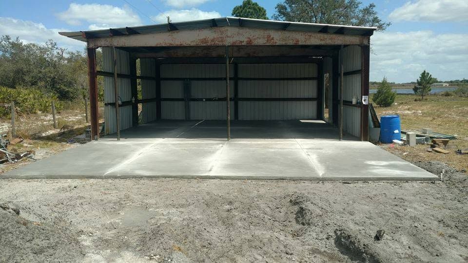 Steel carport garage on a fresh slab