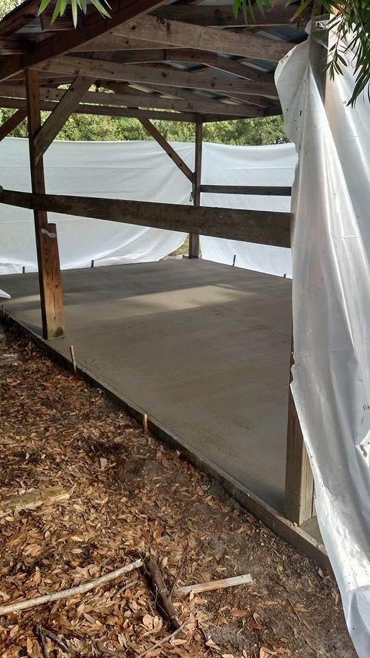 Patio slab poured inside a framed screen room