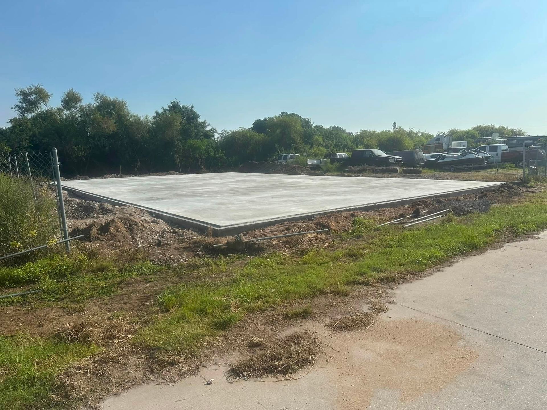 Finished concrete slab ready for a building